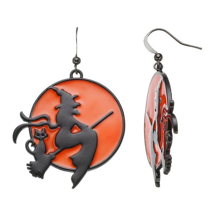 Flying Witch Halloween Earrings, Women's, Multicolor