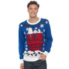 Men's Peanuts Snoopy Ugly Christmas Sweater, Size: Large, Turquoise/blue (turq/aqua)
