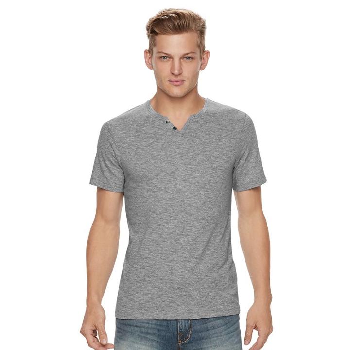 Big & Tall Rock & Republic Textured Notchneck Tee, Men's, Size: L Tall, Black