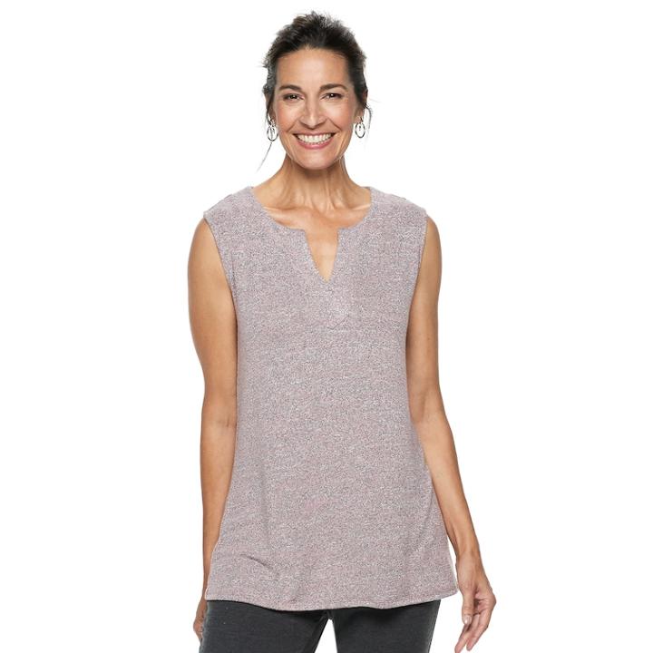 Women's Dana Buchman Everyday Casual Splitneck Tank, Size: Small, Pink