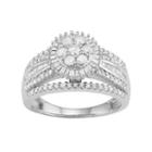 10k White Gold 1 Carat T.w. Diamond Flower Halo Ring, Women's, Size: 6