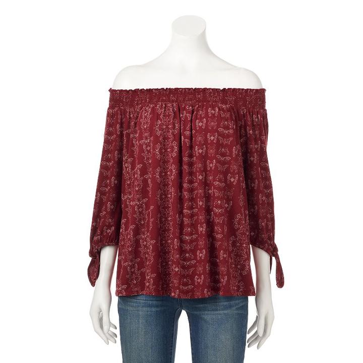 Women's Sonoma Goods For Life&trade; Smocked Off-the-shoulder Top, Size: Small, Dark Red