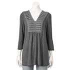 Women's World Unity Embellished Crochet Top, Size: Large, Dark Grey