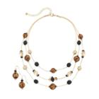 Bead Multistrand Necklace & Drop Earring Set, Women's, Brown