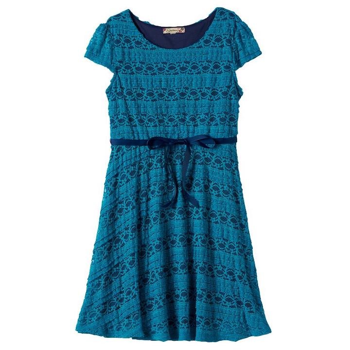 Girls 7-16 & Plus Size Lilt Ribbon Lace Skater Dress, Girl's, Size: 16, Blue Other