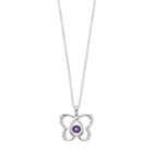 Sterling Silver Amethyst & Lab-created White Sapphire Butterfly Pendant, Women's, Size: 18, Purple