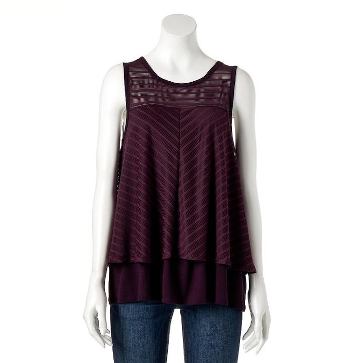 Women's Apt. 9&reg; Shadow-stripe Popover Top, Size: Small, Purple