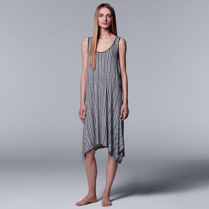 Women's Simply Vera Vera Wang Striped Chemise, Size: Xs, Black Stripes
