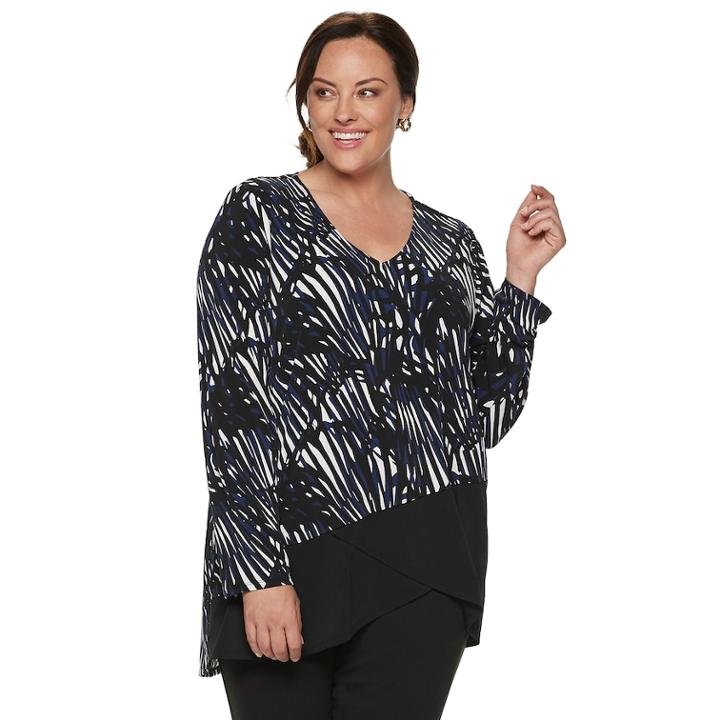 Plus Size Dana Buchman Asymmetrical Hem Knit Tunic, Women's, Size: 3xl, Black