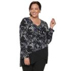 Plus Size Dana Buchman Asymmetrical Hem Knit Tunic, Women's, Size: 3xl, Black