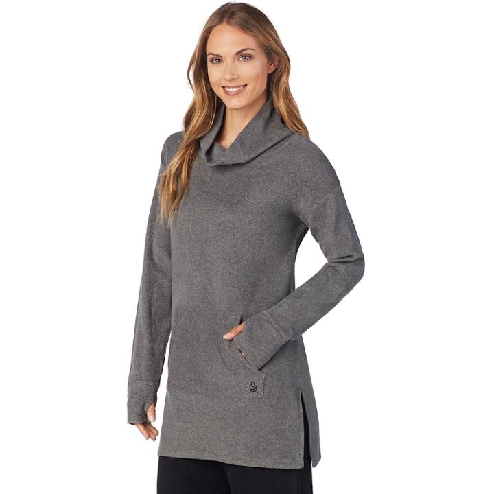 Plus Size Cuddl Duds Stretch Fleece Lounge Tunic, Women's, Size: 2xl, Grey (charcoal)