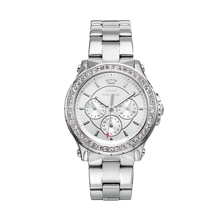 Juicy Couture Women's Pedigree Crystal Stainless Steel Watch, Size: Medium, Silver