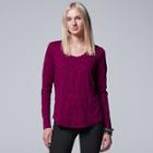 Petite Simply Vera Vera Wang Textured Scoopneck Tee, Women's, Size: M Petite, Med Purple