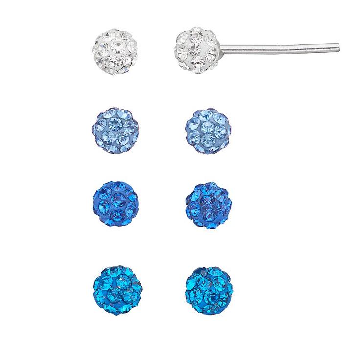 Blue Crystal Fireball Stud Earring Set, Women's, Multicolor
