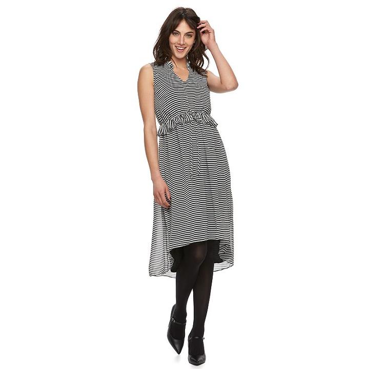 Women's Elle&trade; Ruffle A-line Midi Dress, Size: Small, Black