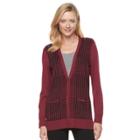 Women's Croft & Barrow&reg; V-neck Button-down Cardigan, Size: Medium, Dark Red