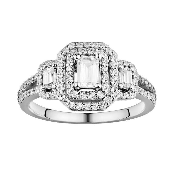 Simply Vera Vera Wang Diamond Halo Engagement Ring In 14k White Gold (1 Ct. T.w.), Women's, Size: 9