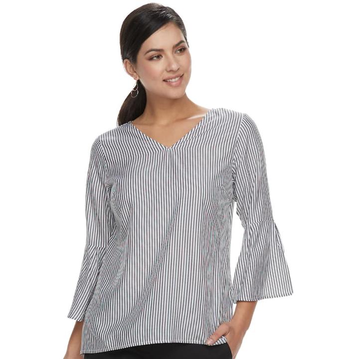 Women's Apt. 9&reg; Bell Sleeve Top, Size: Large, Black