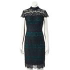 Women's Chaya Contrasting Lace Sheath Dress, Size: 14, Green Oth