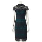 Women's Chaya Contrasting Lace Sheath Dress, Size: 14, Green Oth