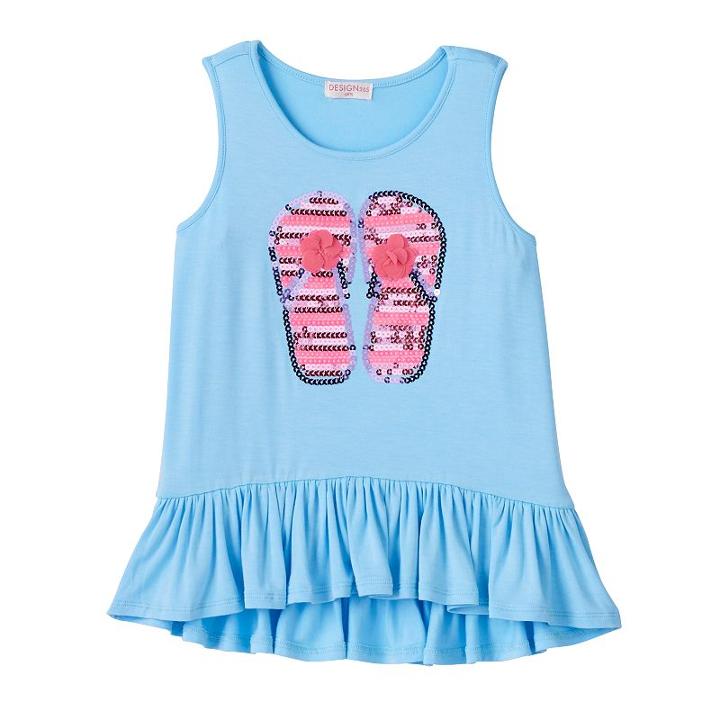 Girls 4-6x Design 365 High-low Ruffle Sequin Tank, Girl's, Size: 6x, Turquoise/blue (turq/aqua)