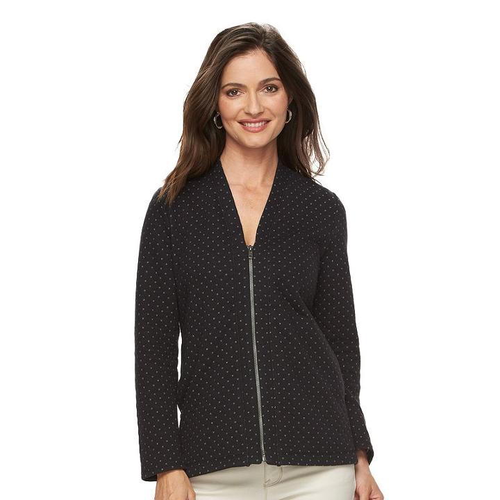 Petite Croft & Barrow&reg; Jacquard Quilted Jacket, Women's, Size: L Petite, Black