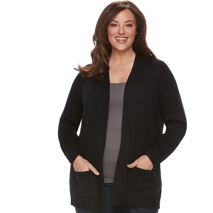 Plus Size Croft & Barrow&reg; Essential Open Front Cardigan, Women's, Size: 2xl, Black