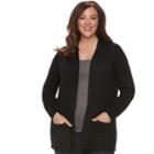 Plus Size Croft & Barrow&reg; Essential Open Front Cardigan, Women's, Size: 2xl, Black