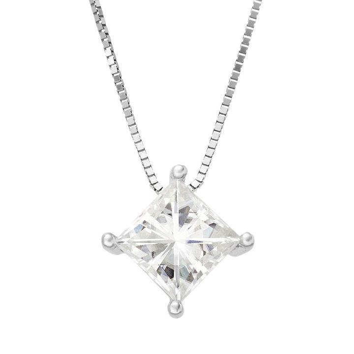 Forever Brilliant 1 Carat T.w. Lab-created Moissanite 14k White Gold Pendant Necklace, Women's, Size: 18