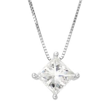 Forever Brilliant 1 Carat T.w. Lab-created Moissanite 14k White Gold Pendant Necklace, Women's, Size: 18