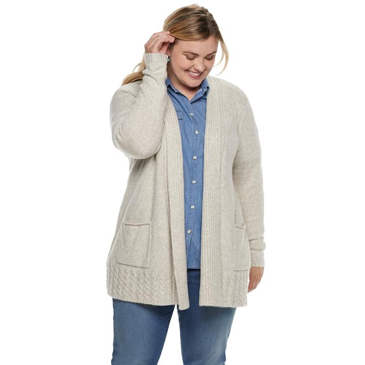 Plus Size Sonoma Goods For Life&trade; Supersoft Airy Shawl Collar Cardigan, Women's, Size: 2xl, Lt Beige
