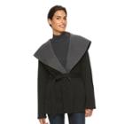 Women's Sebby Collection Hooded Fleece Wrap Jacket, Size: Medium, Oxford