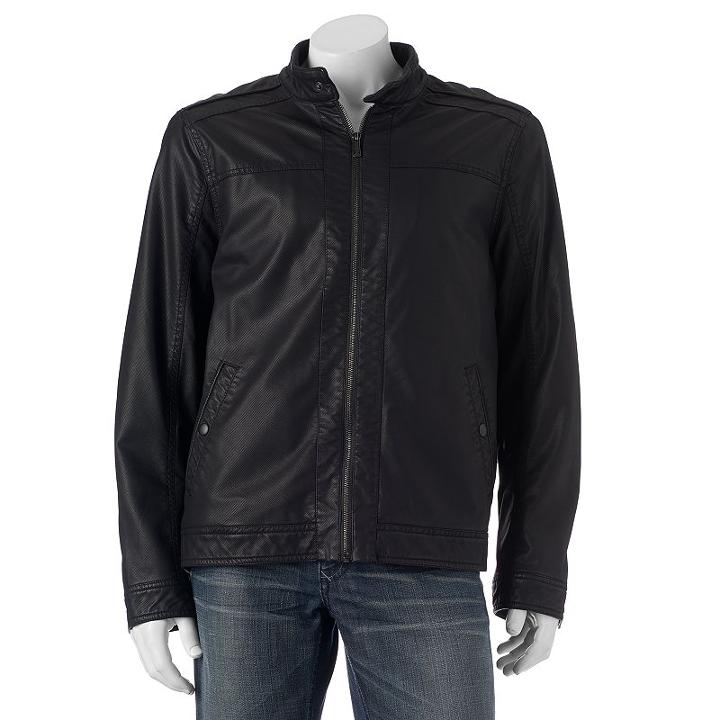 Men's Apt. 9&reg; Modern-fit Textured Faux-leather Jacket, Size: Small, Black