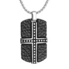 Lynx Men's Stainless Steel Cross Dog Tag Necklace, Black