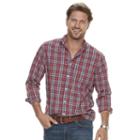 Men's Sonoma Goods For Life&trade; Modern-fit Checked Stretch Poplin Button-down Shirt, Size: Small, Med Red