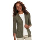 Women's Croft & Barrow&reg; Pointelle Open Front Cardigan, Size: Xxl, Green