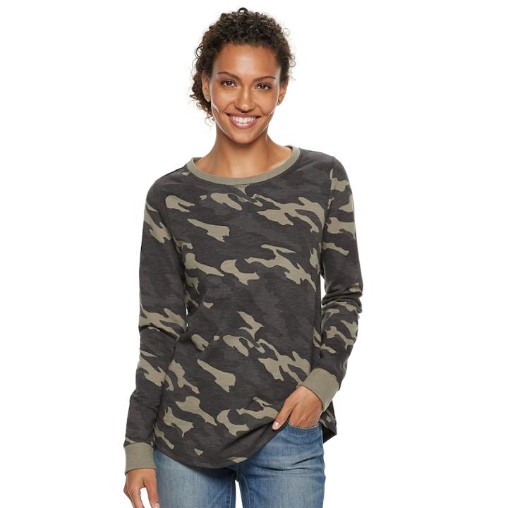 Women's Sonoma Goods For Life™ French Terry Crewneck Sweatshirt, Size: Xxl, Med Green