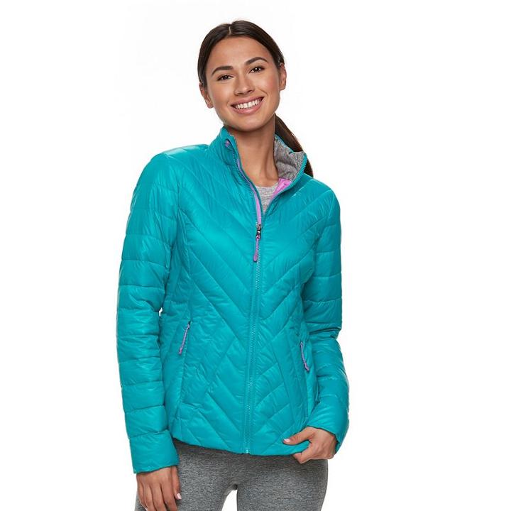 Women's Tek Gear&reg; Lightweight Puffer Jacket, Size: Xl, Turquoise/blue (turq/aqua)
