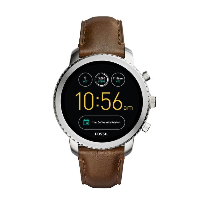 Fossil Men's Q Explorist Gen 3 Leather Smart Watch - Ftw4003, Size: Large, Grey