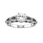 Stella Grace 10k White Gold White Sapphire And 1/4 Carat T.w. Black Diamond Scalloped Ring, Women's, Size: 8