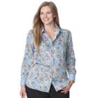 Plus Size Chaps Printed No-iron Sateen Shirt, Women's, Size: 2xl, Blue