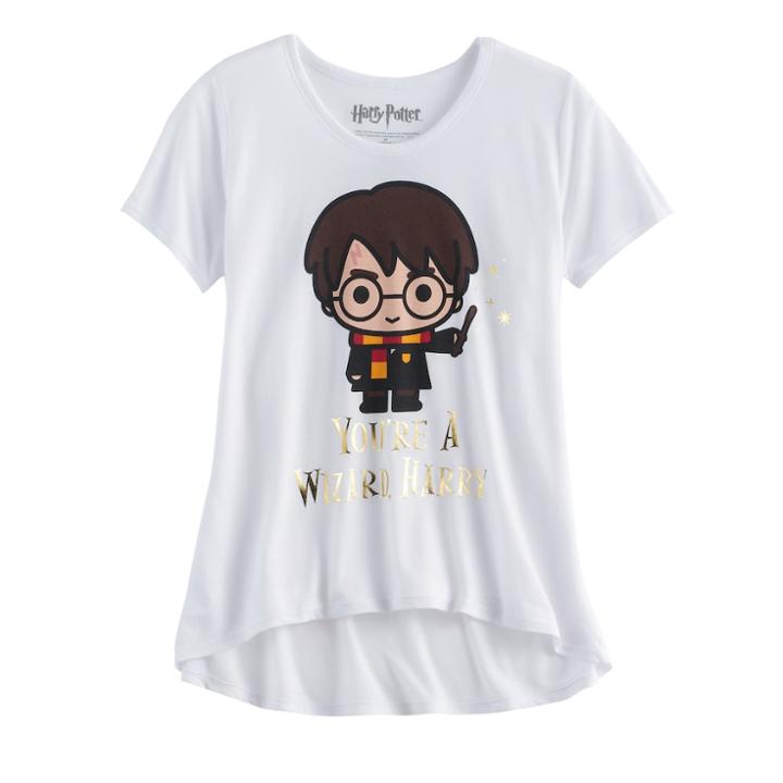 Girls 7-16 Harry Potter You're A Wizard Harry Foil Graphic Tee, Size: Medium, White