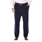 Big & Tall Haggar&reg; Eclo&trade; Stria No-iron Classic-fit Comfort Waist Pleated Dress Pants, Men's, Size: 48x30, Blue