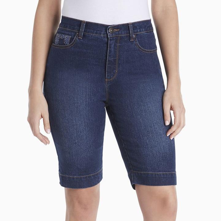 Women's Gloria Vanderbilt Amanda Bermuda Shorts, Size: 12, Med Blue