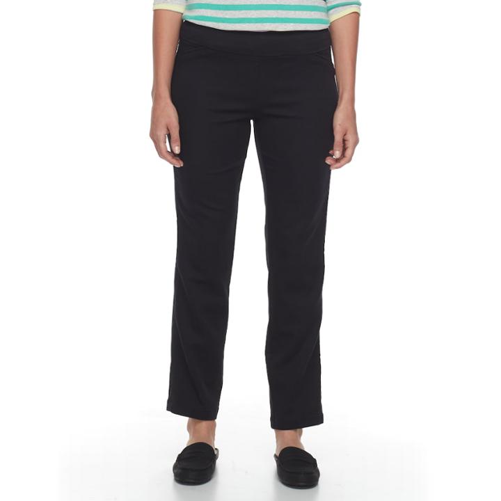 Petite Croft & Barrow&reg; Super Stretch Straight-leg Pants, Women's, Size: 6 Petite, Black