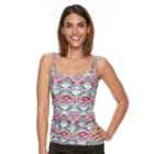 Women's Croft & Barrow&reg; Tummy Slimmer Ruched D-cup Tankini Top, Size: 10, Ovrfl Oth