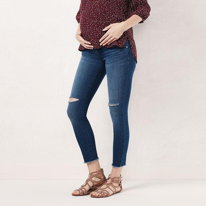 Maternity Lc Lauren Conrad Full Belly Panel Jeggings, Women's, Size: 14 Tl-mat, Med Blue