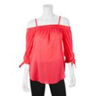 Juniors' Iz Byer Tie Sleeve Off-the-shoulder Top, Teens, Size: Large, Brt Pink