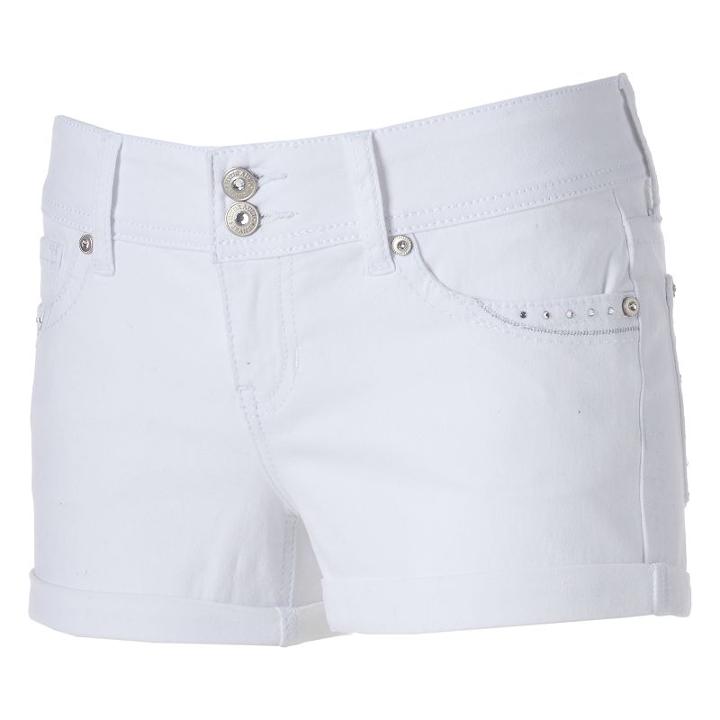 Juniors' Hydraulic Lola White Jean Shortie Shorts, Girl's, Size: 5, White Oth