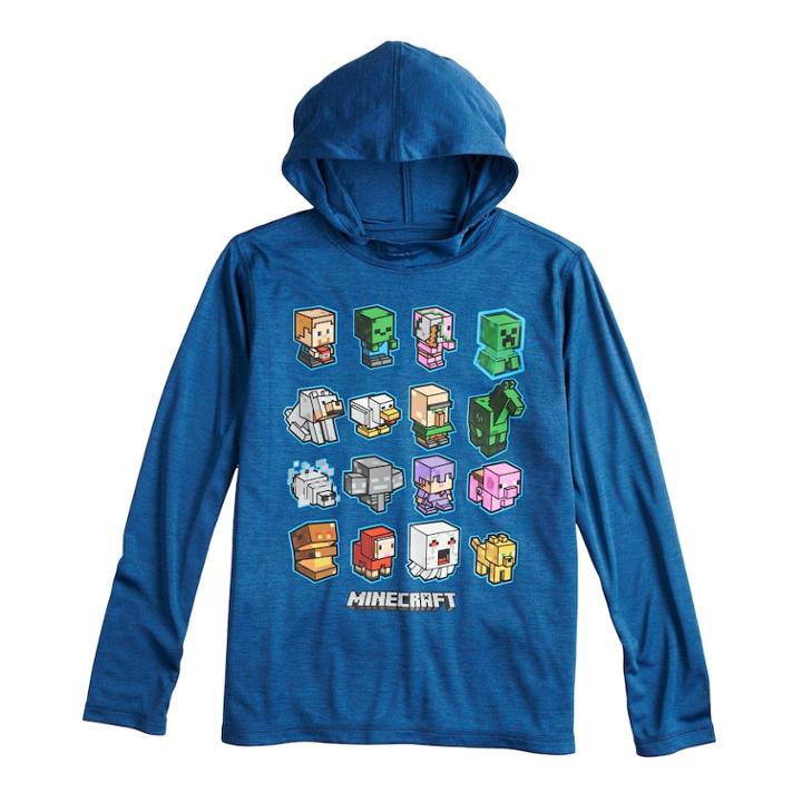 Boys 8-20 Minecraft Hoodie, Size: Large, Blue (navy)